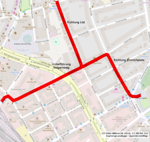 Volgersweg als wichtige Radroute von der Innenstadt in die Oststadt, List und zum Emmichplatz