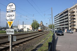 Übergang der Stadtbahnstrecke am Heilbronner Hauptbahnhof