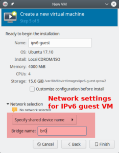 Network setup for virtual machine in virt-manager
