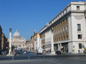 Via dello Conciliazione and Basilica di San Pietro..Seen from Lungotevere Vaticano, Rom, 2009
